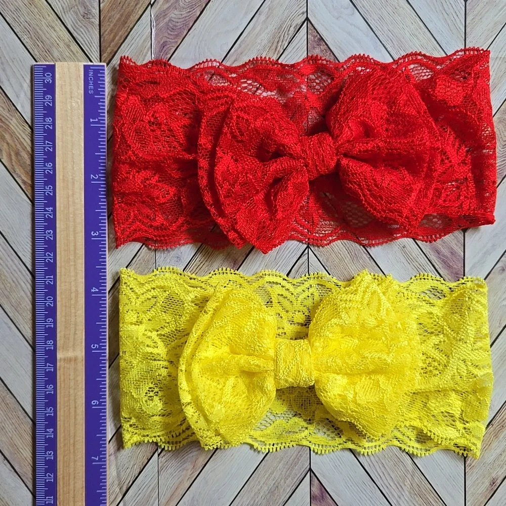 Baby Girls Lace Bow Headbands Set Soft Elastic Wide Hairbands Infants & Toddler